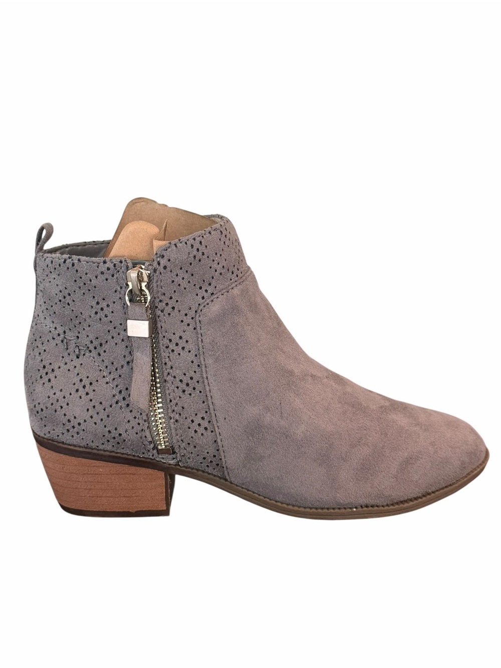 Dr. Scholl’s Gray Suede Perforated Ankle Booties Side Zip Size 6.5M